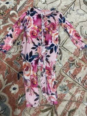 Posh Peanut Pink Floral Baby Romper